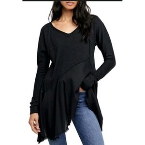 Free People Black Asymmetric Tunic Top